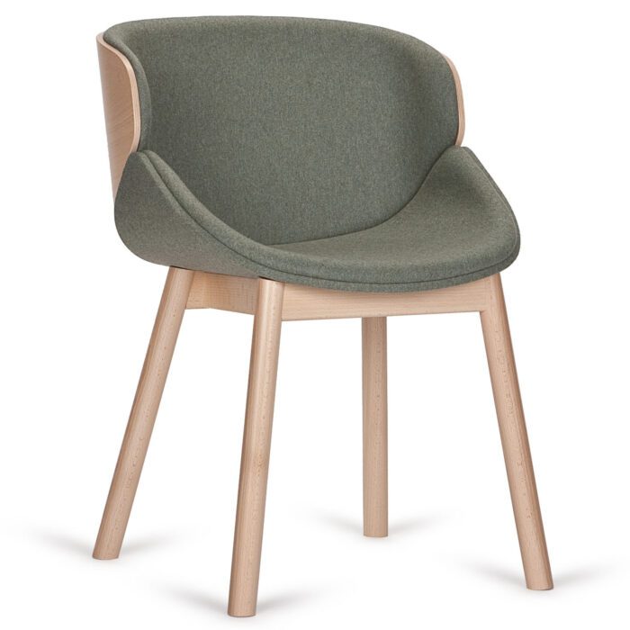 Polsterdatud voolujooneline puidust tool Aria W