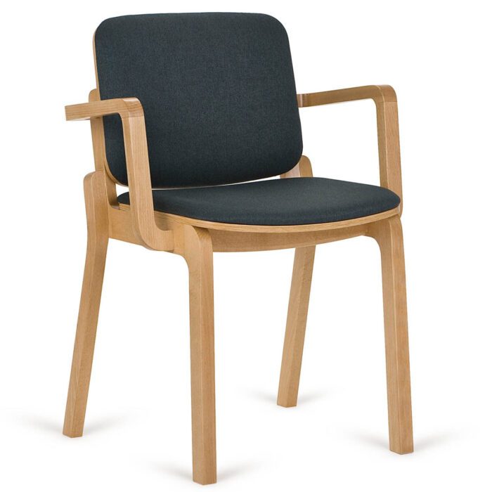 Käetugedega polsterdatud puidust tool Hip B-3720